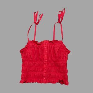 bright pink scrunched urban outfitters cropped tank